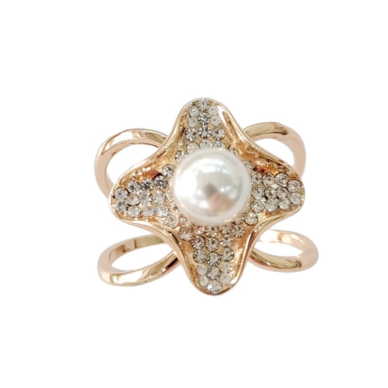 Korean Style Woolen Coat Clip with Rose and Large Bead Scarf Buckle | Accessories & Scarves