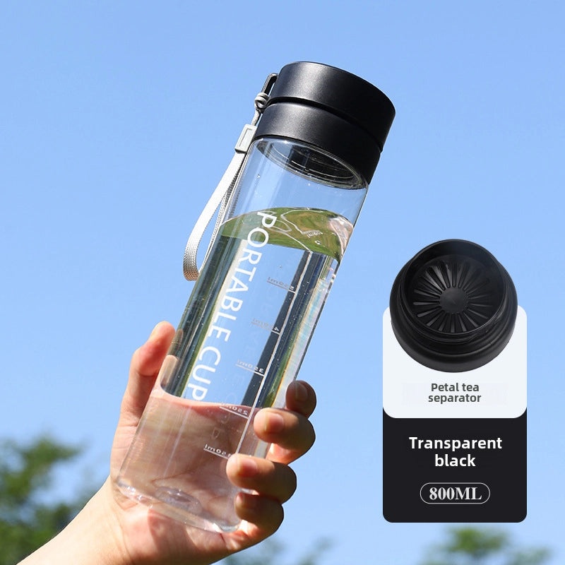 Large-capacity Outdoor Sports Water Bottle with Frosted Plastic Portable Rope Customizable Tea Drain Cup|运动水壶