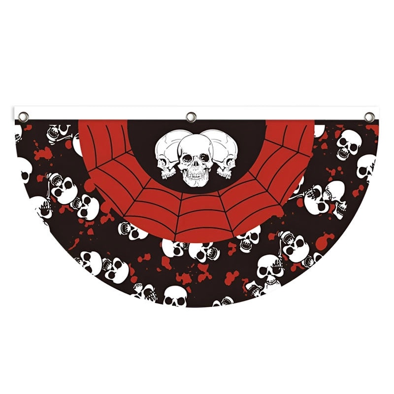 Halloween Pumpkin Skull Party Flag Polyester Funny Decorative Banner|Home & Garden > Seasonal Decorations > Halloween Decorations