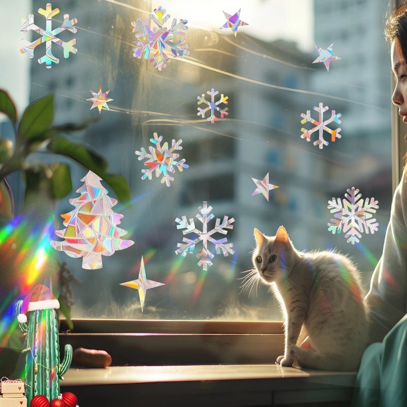 Christmas PVC Glass Window Decals Snowflake Tree Holiday Decor