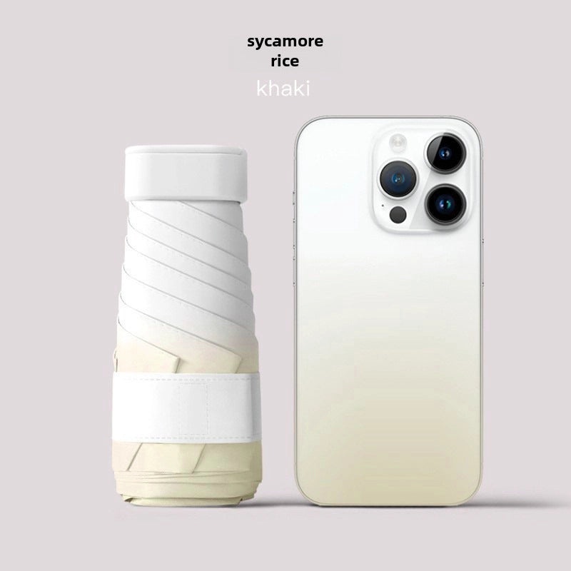 Compact Five-Fold UV Sunscreen Mini Umbrella for Women | Sun Protection & Rain Use | Portable Thickened Flat Umbrella | Women's Accessories