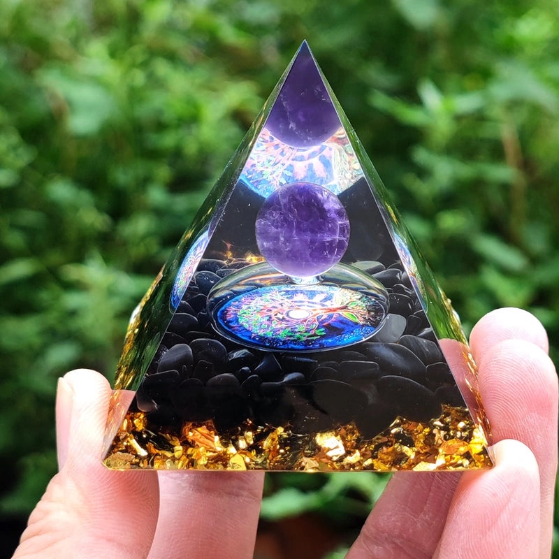 Pyramid Resin Crystal Ball with Decorative Pyramid Gravel | Home Decor & Accessories