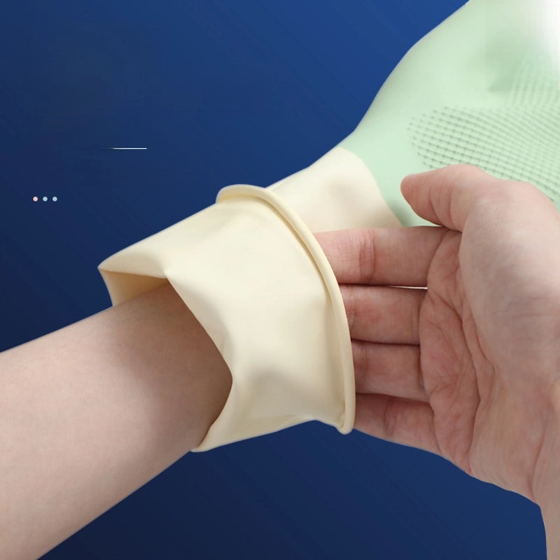 Two-tone Waterproof Latex Dishwashing Gloves Durable Household Cleaning Kitchen Rubber Gloves|Household Cleaning Gloves