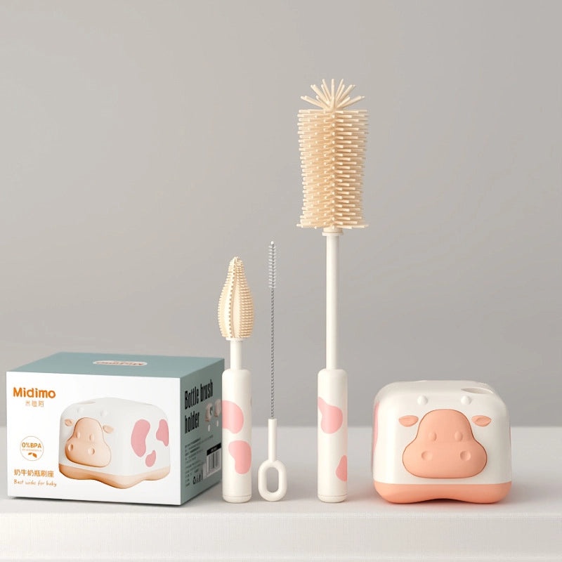 Portable Silicone Baby Bottle Brush Set with Drain Rack | Baby & Child Care Accessories