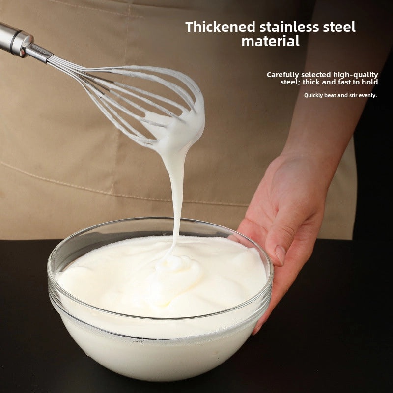304 Stainless Steel Manual Egg Beater Whisk Thickened Mixing Rod for Noodles and Baking|Kitchen Utensils & Baking Tools