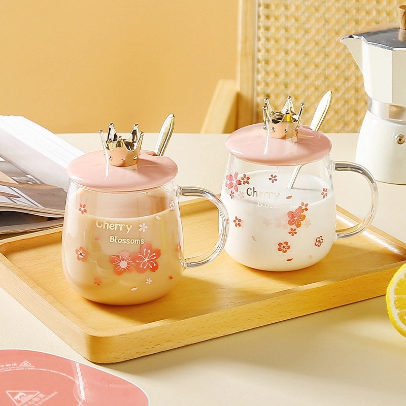 Floral Pattern Glass Water Bottles Set of 1 | Drinkware & Bottles