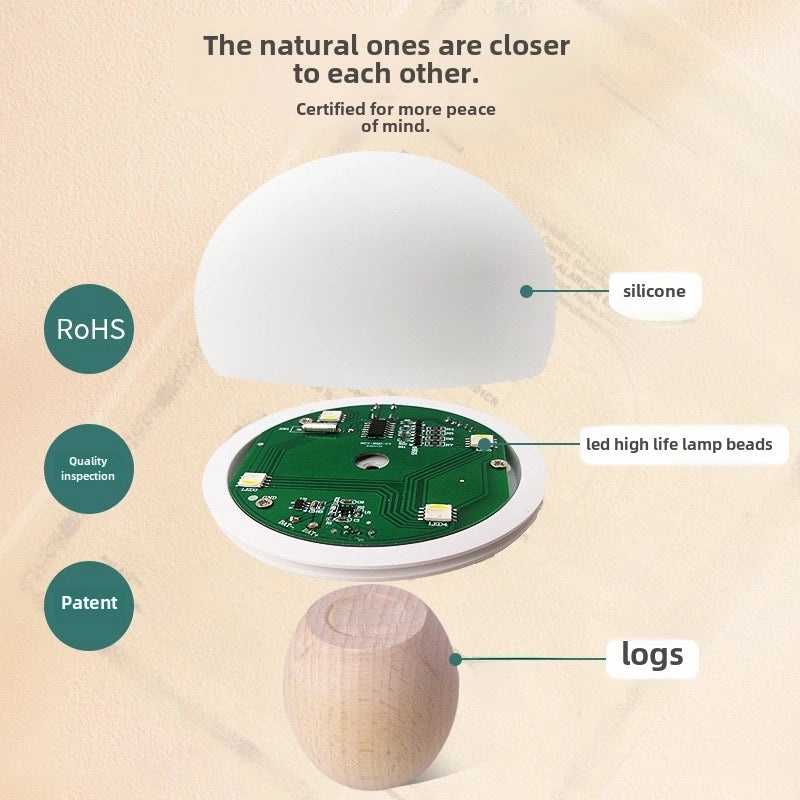 Seven-Color Silicone Mushroom Night Light Lamp with Charging, Timer, Small Table Lamp for Sleep and Feeding|Home Decor
