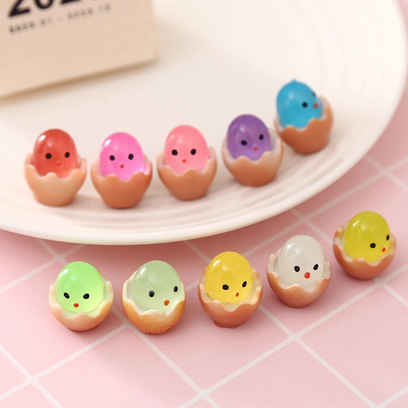 Cute Cartoon Resin Broken Shell Chicken Luminous Mini Ornaments for DIY Home Decor|Children's Accessories
