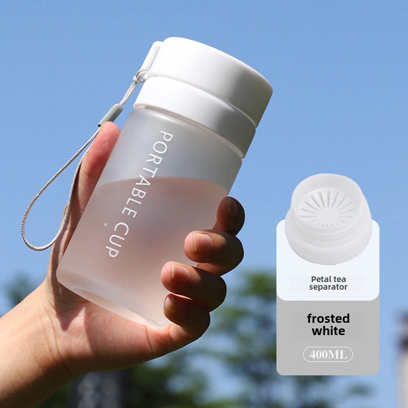 Large-capacity Outdoor Sports Water Bottle with Frosted Plastic Portable Rope Customizable Tea Drain Cup|运动水壶