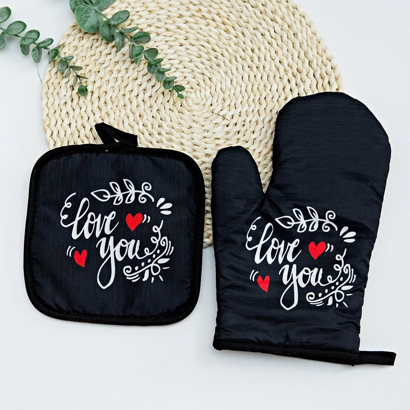 Heat Resistant Polyester Gloves with Modern Santa Claus Design|Christmas Accessories