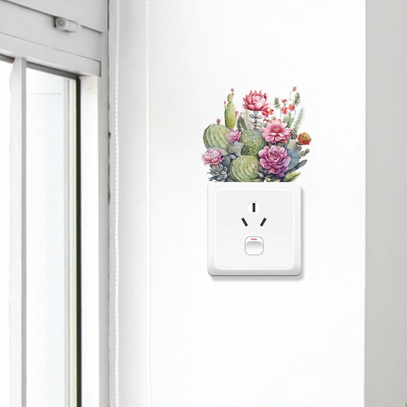Romantic Tropical Flower Cactus Wall Stickers for Kids Room Decoration|Home Decor
