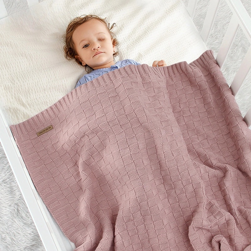 Unisex Baby Solid Color Knitted Blanket Windproof Cover Soft Warm Wrap|Baby Accessories