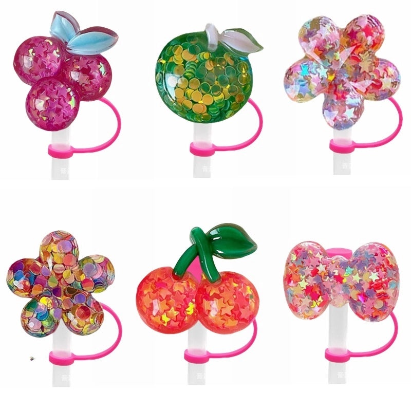 Pastoral Star Fruit Resin Straw Cap, Cute Casual Decorative Silica Gel Cover | Drinkware Accessories