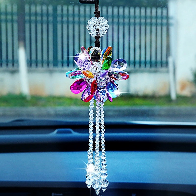Handmade Pink Crystal Car Pendant Rearview Mirror Jewelry Interior Decoration|Car Accessories