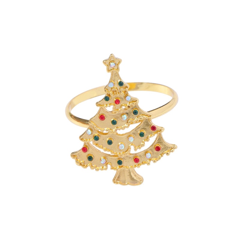 Festive Christmas Tree and Bell Alloy Napkin Ring for Holiday Table Decor | Holiday Tableware & Decor