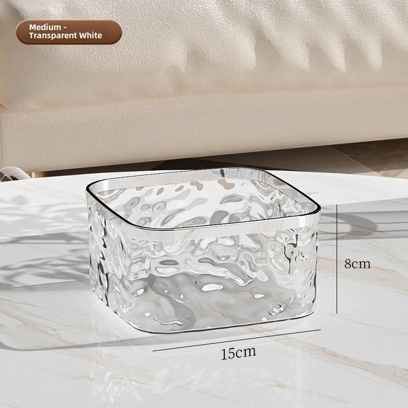 Mini Desktop Push-Open Trash Can Elastic Lid Sanitary Garbage Bin with Glacier Pattern for Car and Home Use|Home & Kitchen Storage