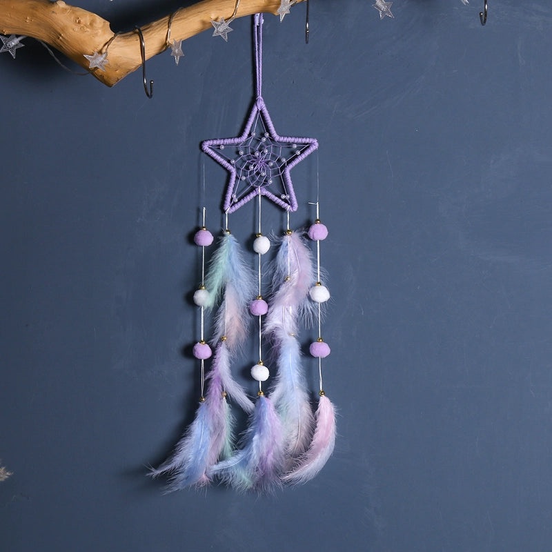 Minimalist Star Moon Cat Feather Dreamcatcher Decor for Home Wall Hanging|Home Decor & Accessories