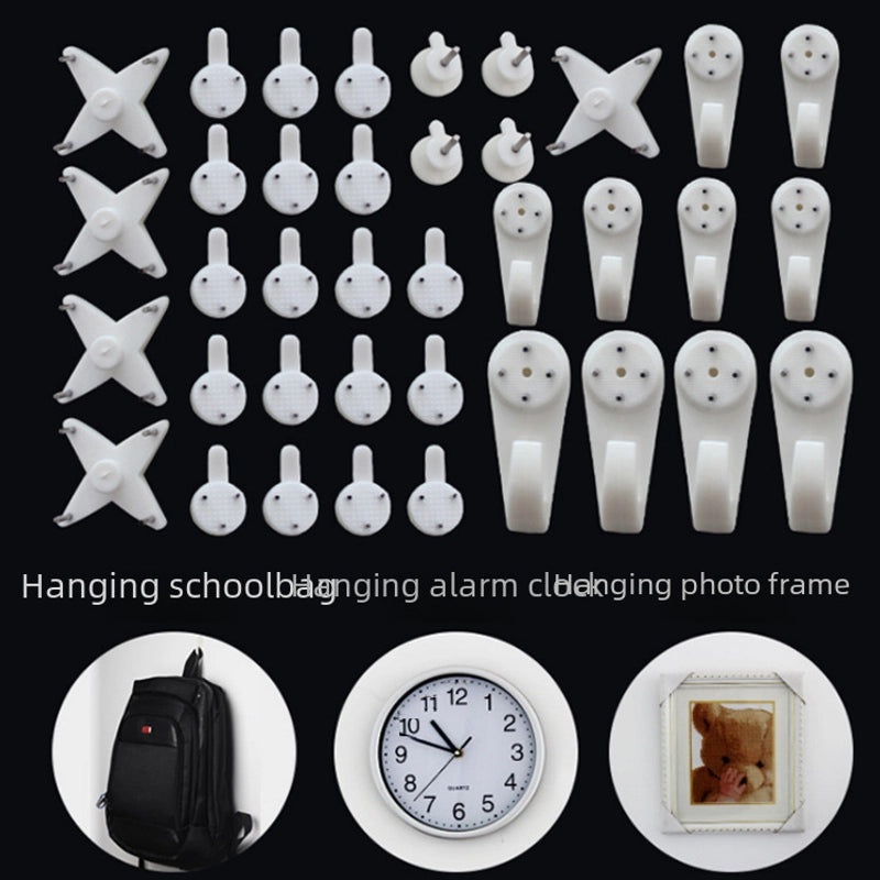 Cross Shaped Invisible Wall Hook for Wedding Dress Nail Oil Painting Photo Frame - Non-marking, Pure White Material | Home Decor Accessories