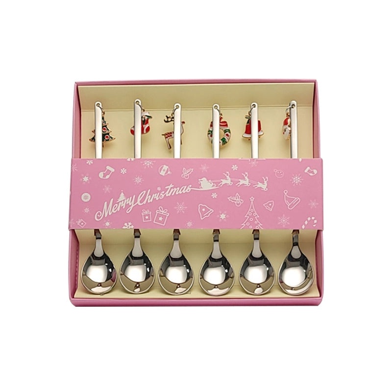 Christmas Tree Santa Claus and Elk Stainless Steel Tableware Set|Holiday Kitchen & Dining