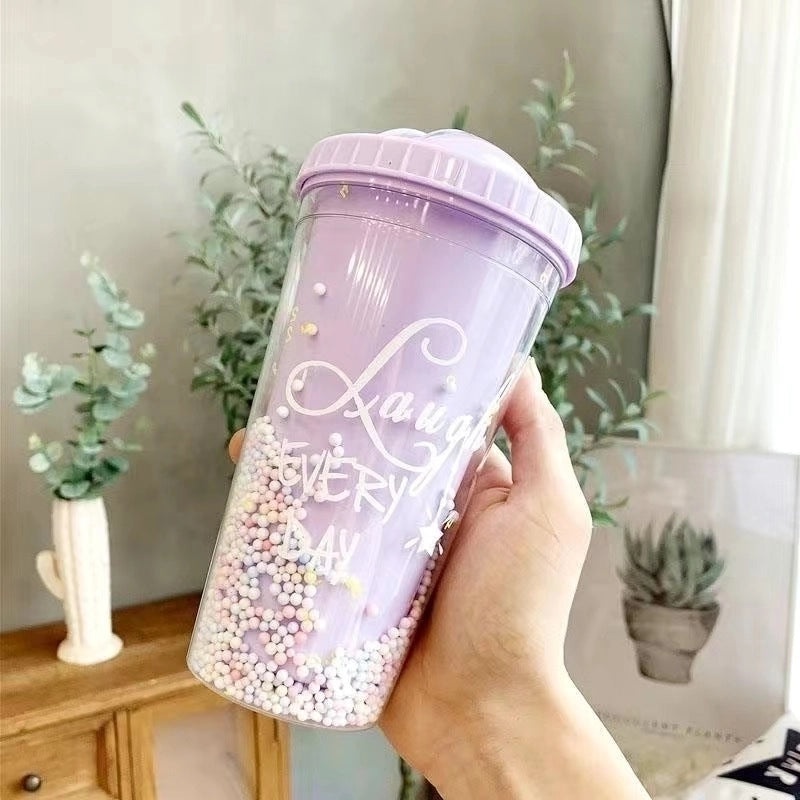 Pastoral Style Cute Letter Print Plastic Water Bottle 1 Pc|Home & Kitchen - Drinkware