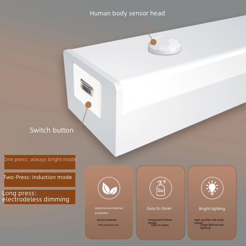 Wireless Magnetic LED Night Light with Human Body Sensor Rechargeable for Kitchen Wardrobe Cabinet Bedroom|Home Lighting