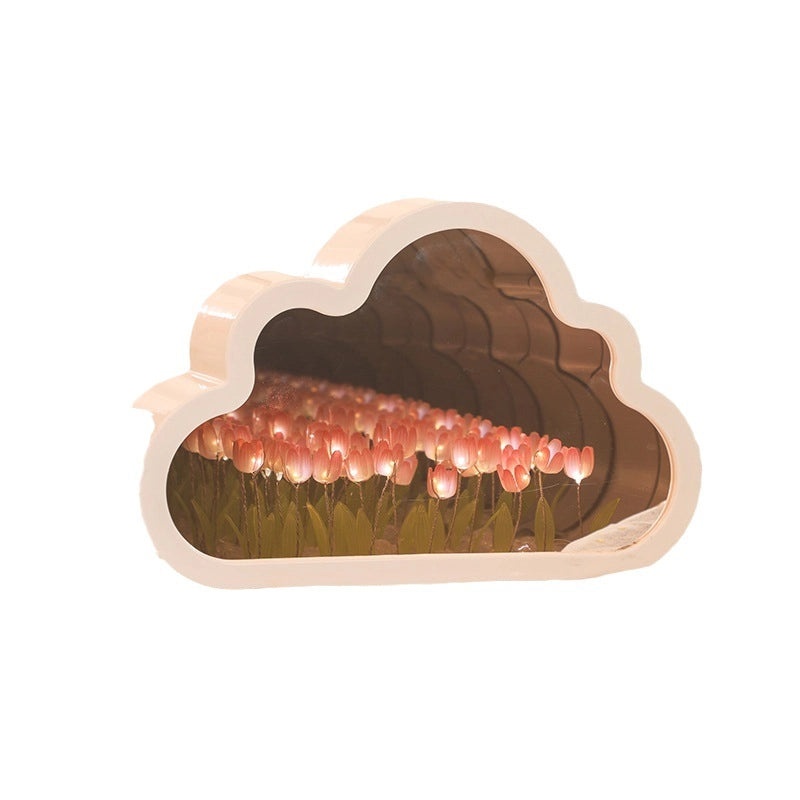 Handmade Tulip Nightlight DIY Cloud Mirror Flower Sea Light Desktop Decoration Birthday Gift|Home Decor