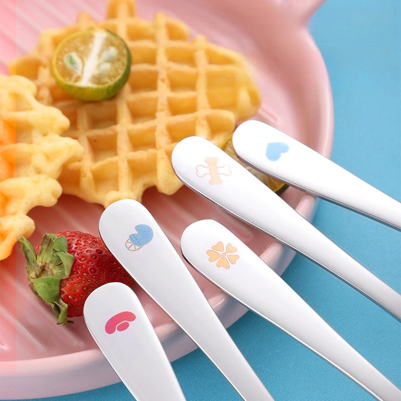 304 Stainless Steel Cartoon Baby Spoon Cute Feeding Spoon for Children Learning to Eat | Baby Feeding Accessories