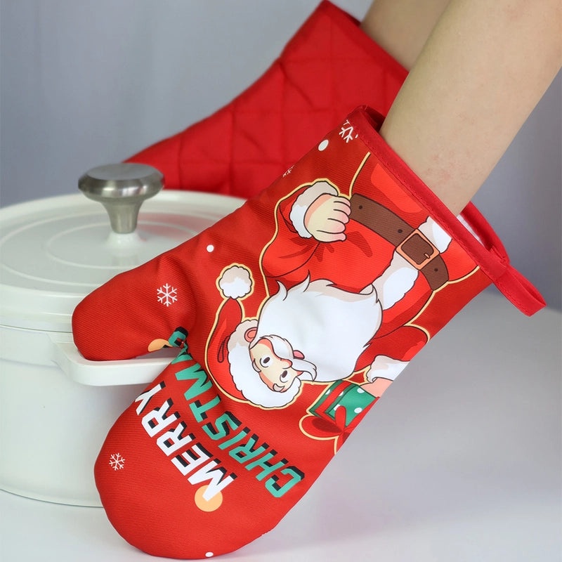 Festive Santa Claus Heat Resistant Gloves in Polyester | Christmas Accessories