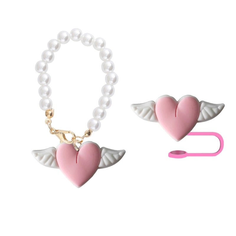 Red Heart Wing Silicone Straw Caps Cute Decorative Drink Accessories 2 or 3 Pieces Set|Drinkware Accessories