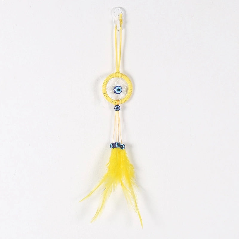 Bohemian Dream Catcher Keychain with Feather and Evil Eye Charm|Accessories & Keychains