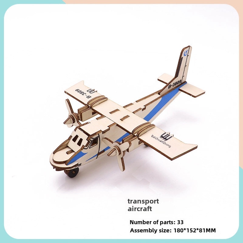 Handmade Wooden 3D Aircraft Model Puzzle for Kids | Toys & Games