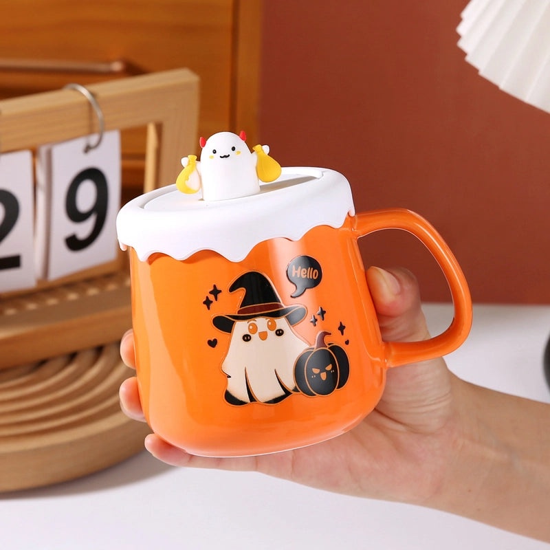 Creative Cute Ceramic Coffee Mug with Cartoon Ghost Design for Office and Home Halloween Gift|Home & Kitchen > Drinkware > Coffee Cups & Mugs