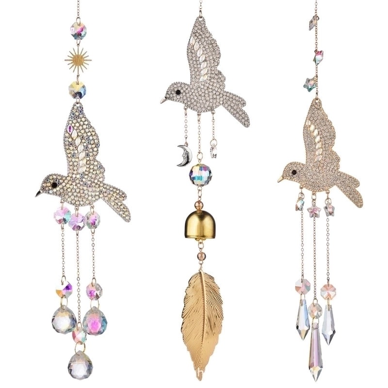 Rustic Bird Design Crystal Wind Chime for Home Decor|Outdoor & Garden Accessories