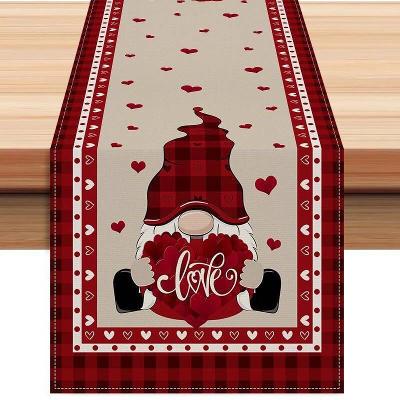 Valentine's Day Elegant Minimalist Heart Letter Polyester Tablecloth | Home Decor