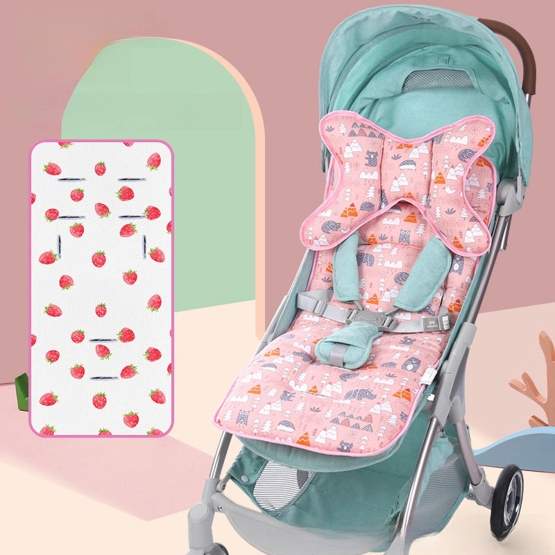 Baby Stroller Cushion Double-Sided Cotton Thick Soft Warm Breathable Ice Silk for All Seasons|Baby Stroller Accessories