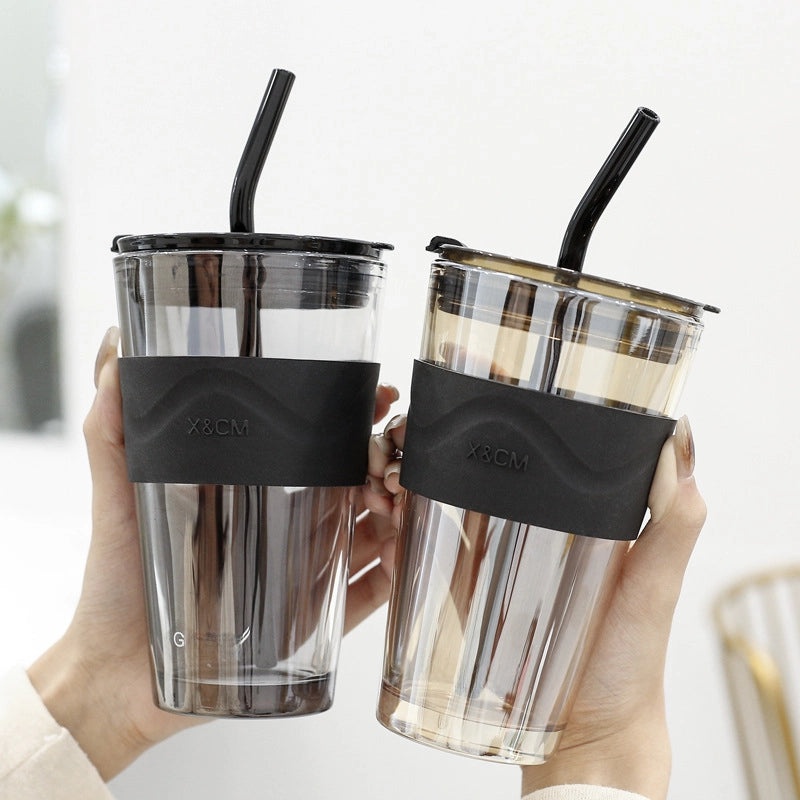 Northern Lights Glass Straw Cup Portable Household Student Drinkware Trendy Couple Small High-Value Cup|Kitchen & Dining