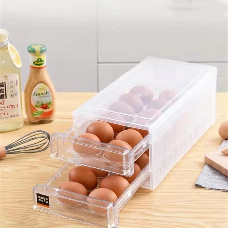 Refrigerator Egg Storage Container Stackable Double Layer Creative Kitchen Organizer|Kitchen Storage