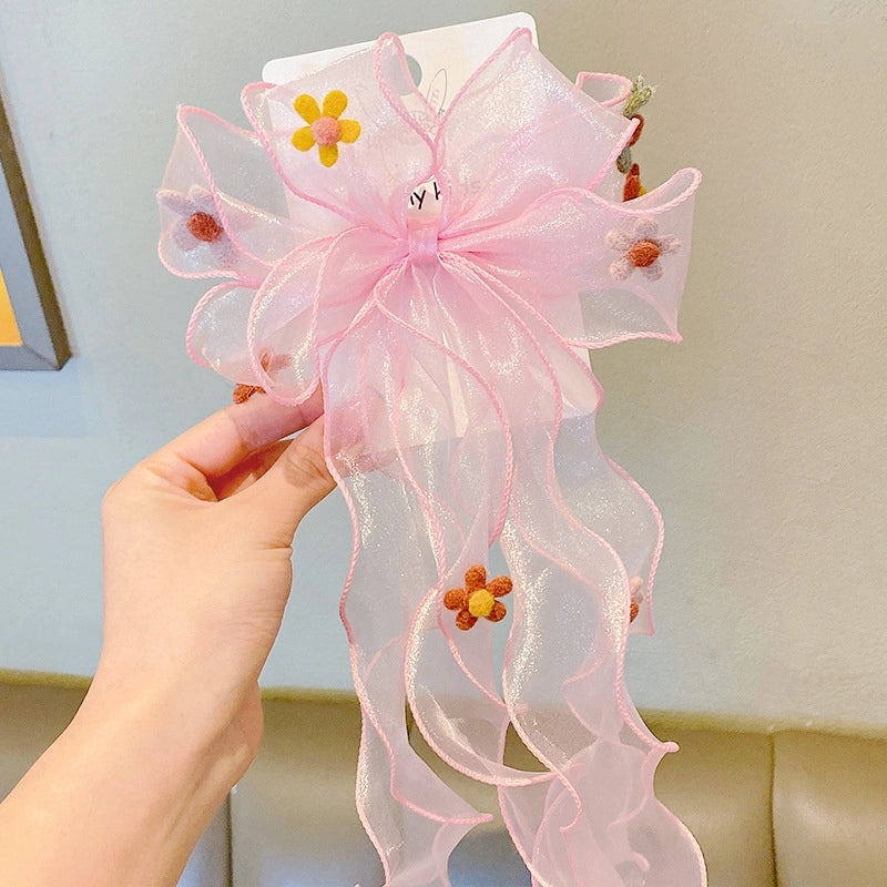 Kids Cute Long Bow Hair Clip Baby Princess Braided Hairpin Accessories|Children's Hair Accessories