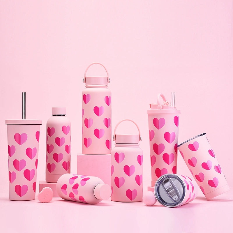 Red Heart Stainless Steel Thermos Cup 304 Material 1 Pc|Drinkware & Thermoses