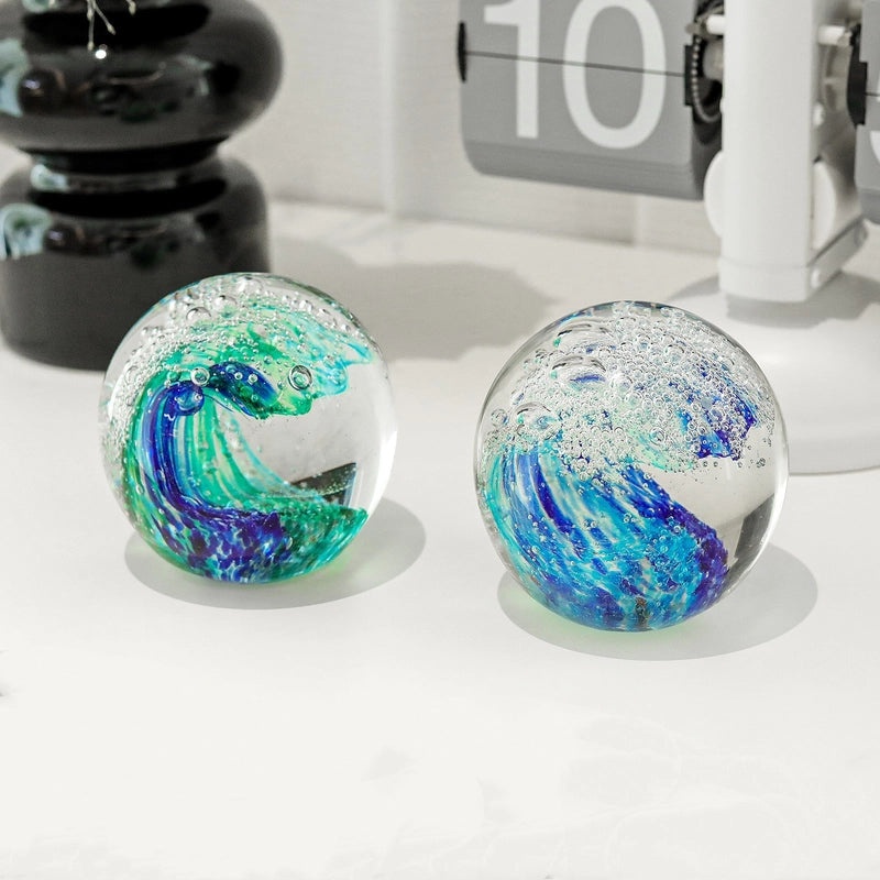 Minimalist Sea Wave Glass Ornament for Casual Decor|Home Decor & Ornaments