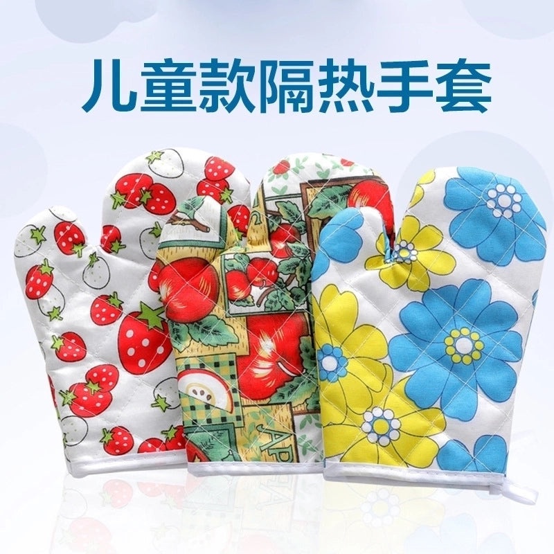 Heat Resistant Cotton Gloves with Modern Floral Design|Kitchen & Dining Accessories