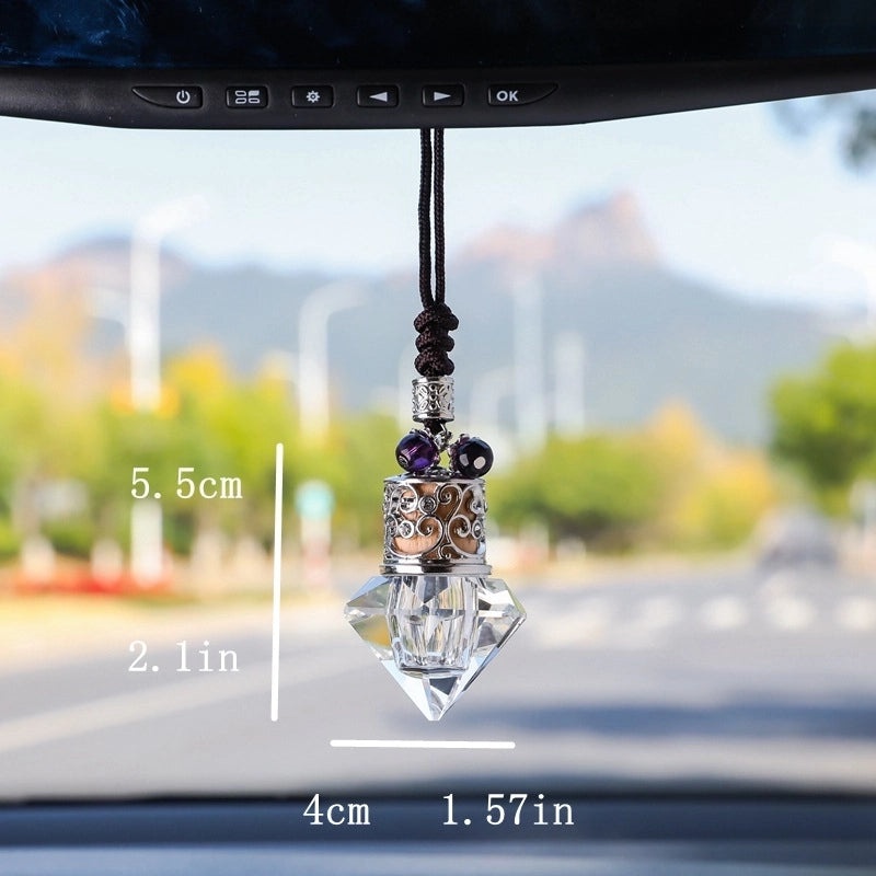 Colorful Transparent Geometric Crystal Car Air Vent Perfume Bottle Hanging Ornament|Car Accessories