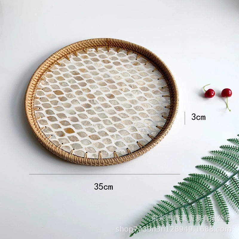 Natural Floral Grass Shell Fruit Tray|Home Decor Tableware