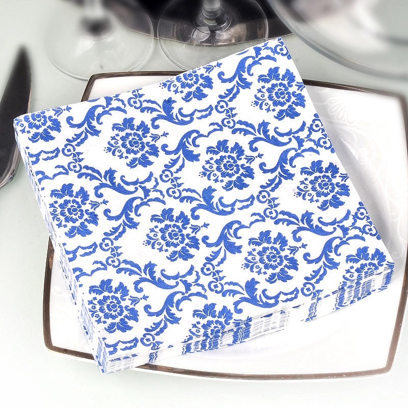 Home Kitchen Virgin Wood Pulp Dining Napkins Blue and White Porcelain