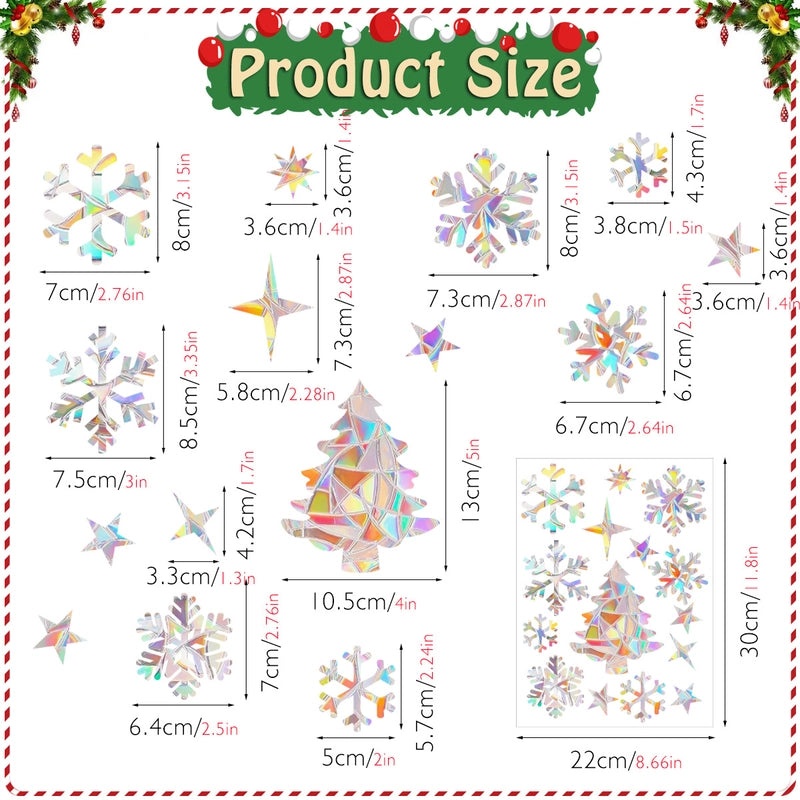 Christmas PVC Glass Window Decals Snowflake Tree Holiday Decor