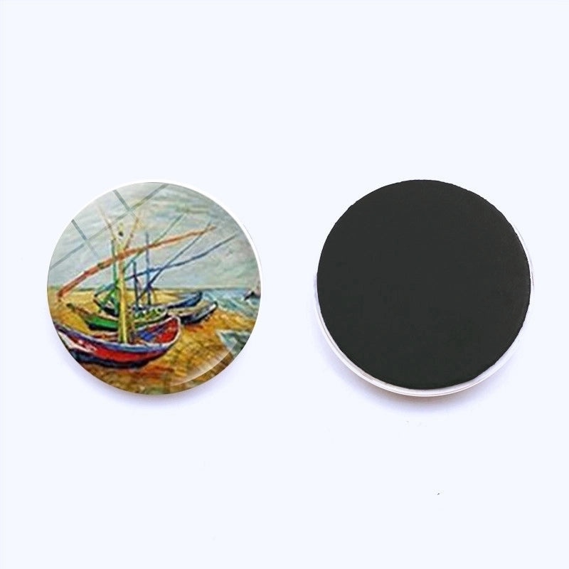 Van Gogh Starry Night Crystal Glass Refrigerator Magnets 25mm Creative Home Decor Stickers|Home & Kitchen Accessories