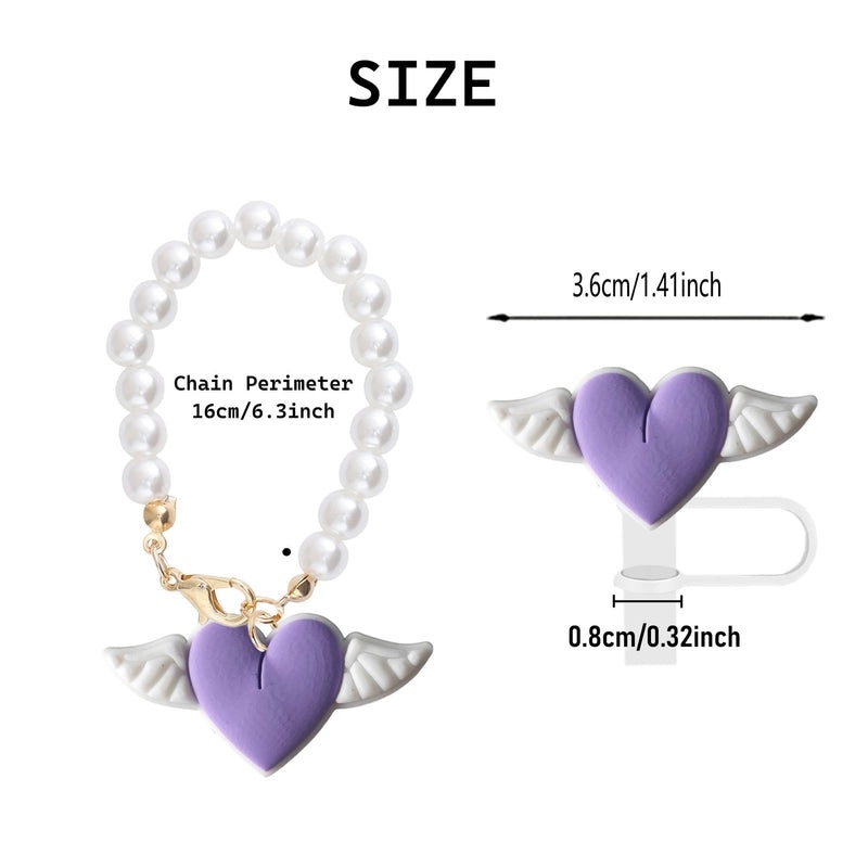 Red Heart Wing Silicone Straw Caps Cute Decorative Drink Accessories 2 or 3 Pieces Set|Drinkware Accessories