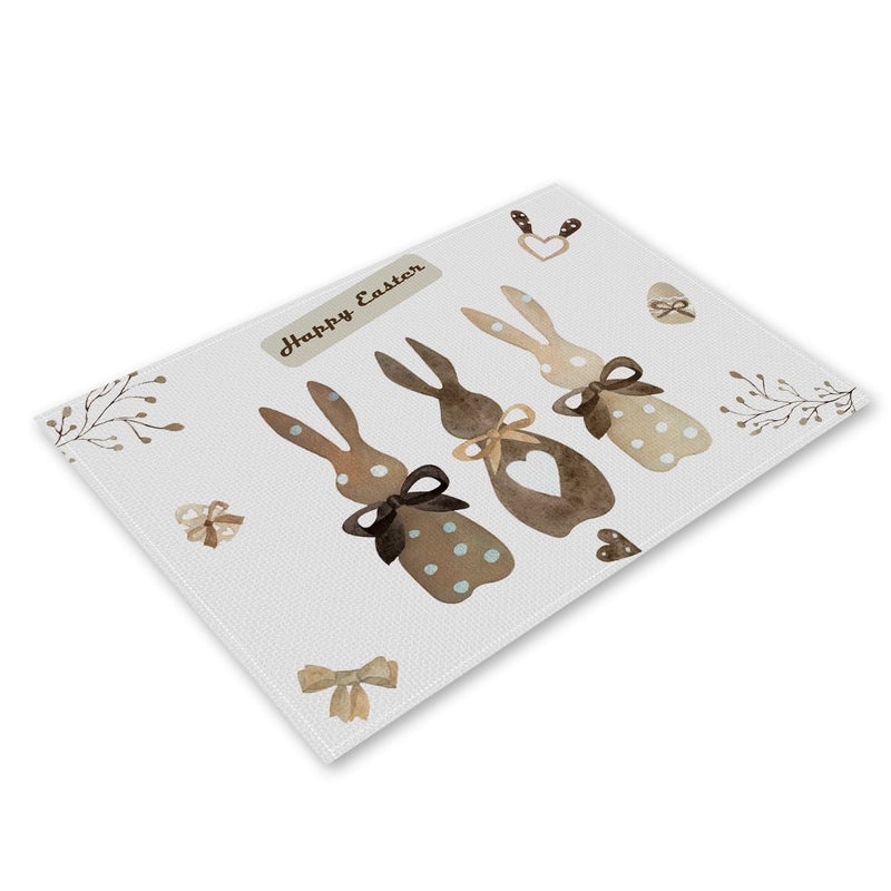 Adorable Rabbit and Heart Letter Linen Placemat for Dining Table Decor|Home Decor and Kitchen Accessories