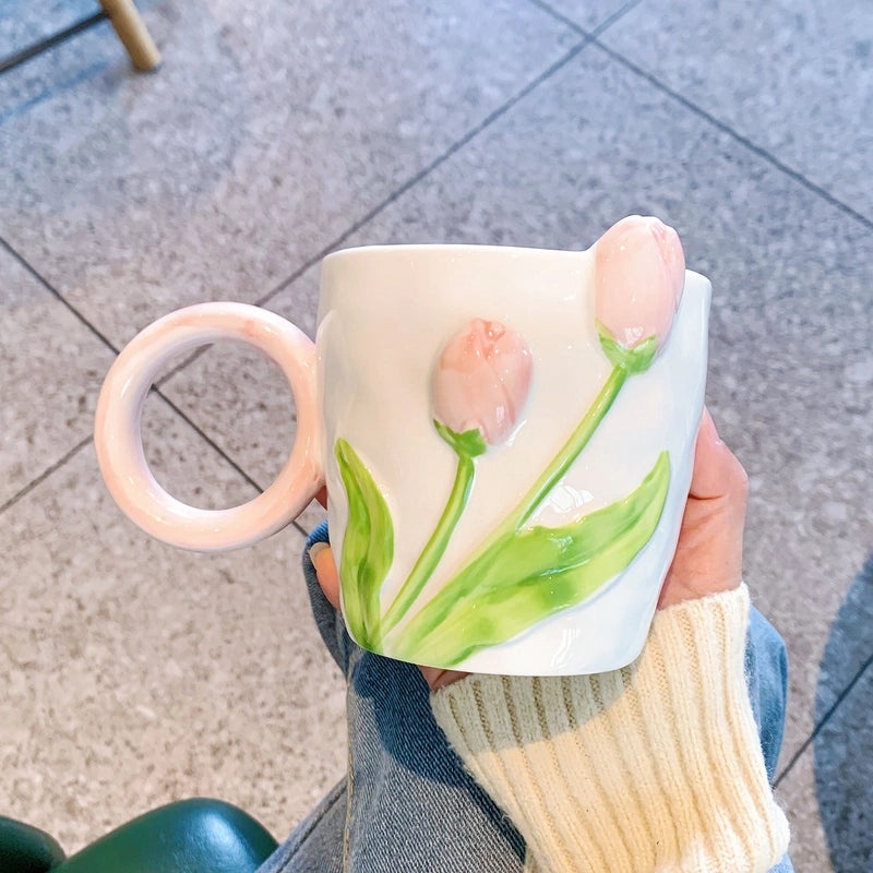 Elegant Tulip Ceramic Mug High-Quality Tea Cup Office Water Cup Perfect Gift for Events|Home & Kitchen > Drinkware > Mugs