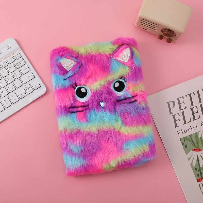 Red Heart Cat Plush Notebook Novelty Letter Design|Stationery & Notebooks